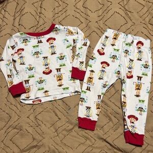 Kids Red Trim Pajama Set with Toy Story Character Print